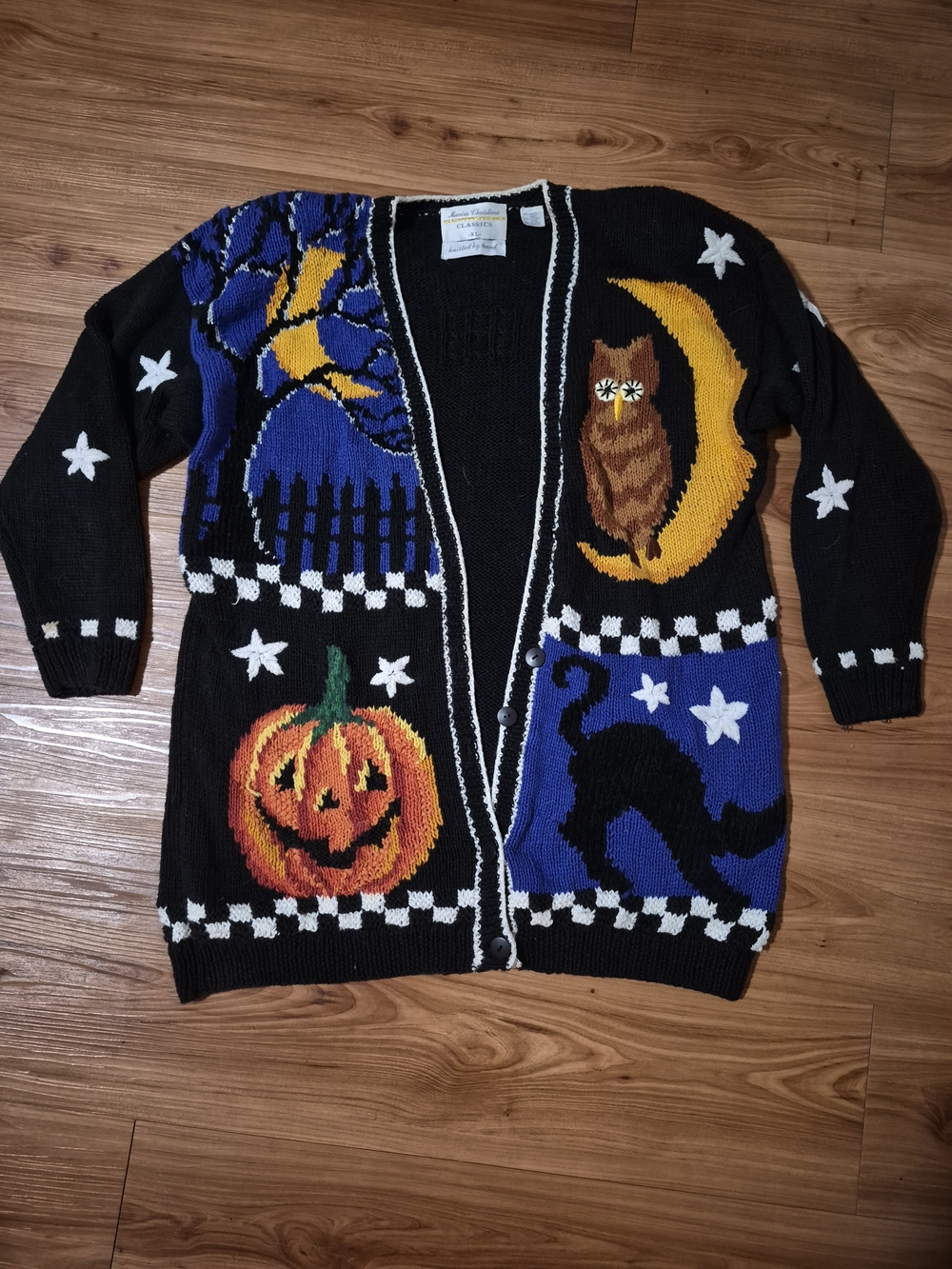 Vintage Marisa Christina Hand Knitted Halloween Cardigan XL Grandmacore Sweater